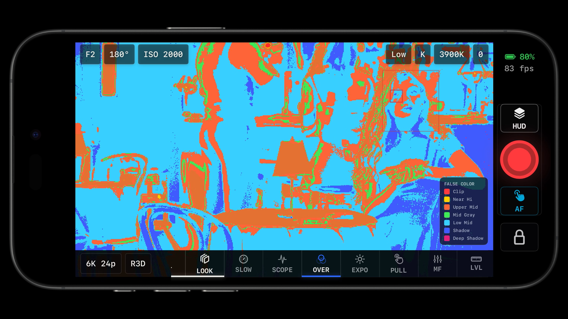 ZR Ctl false color exposure overlay on Nikon Z live view