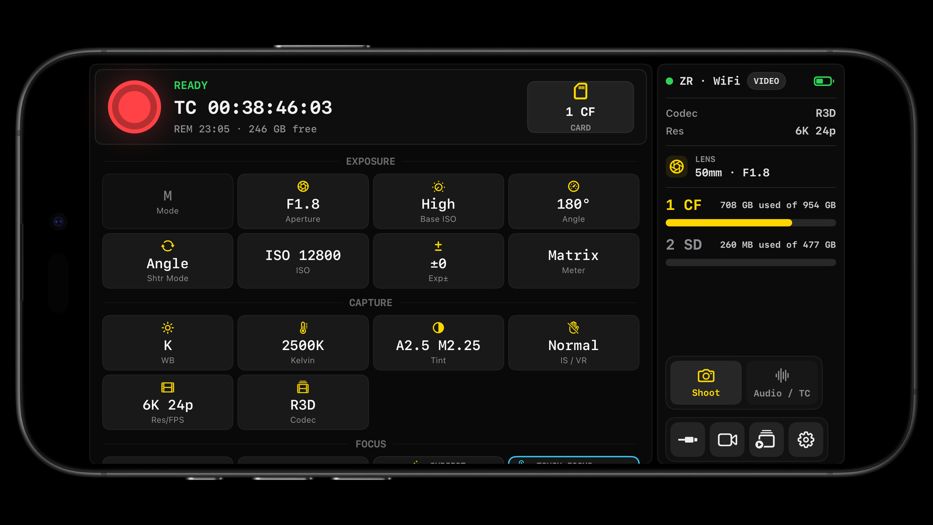 ZR Ctl video exposure controls page