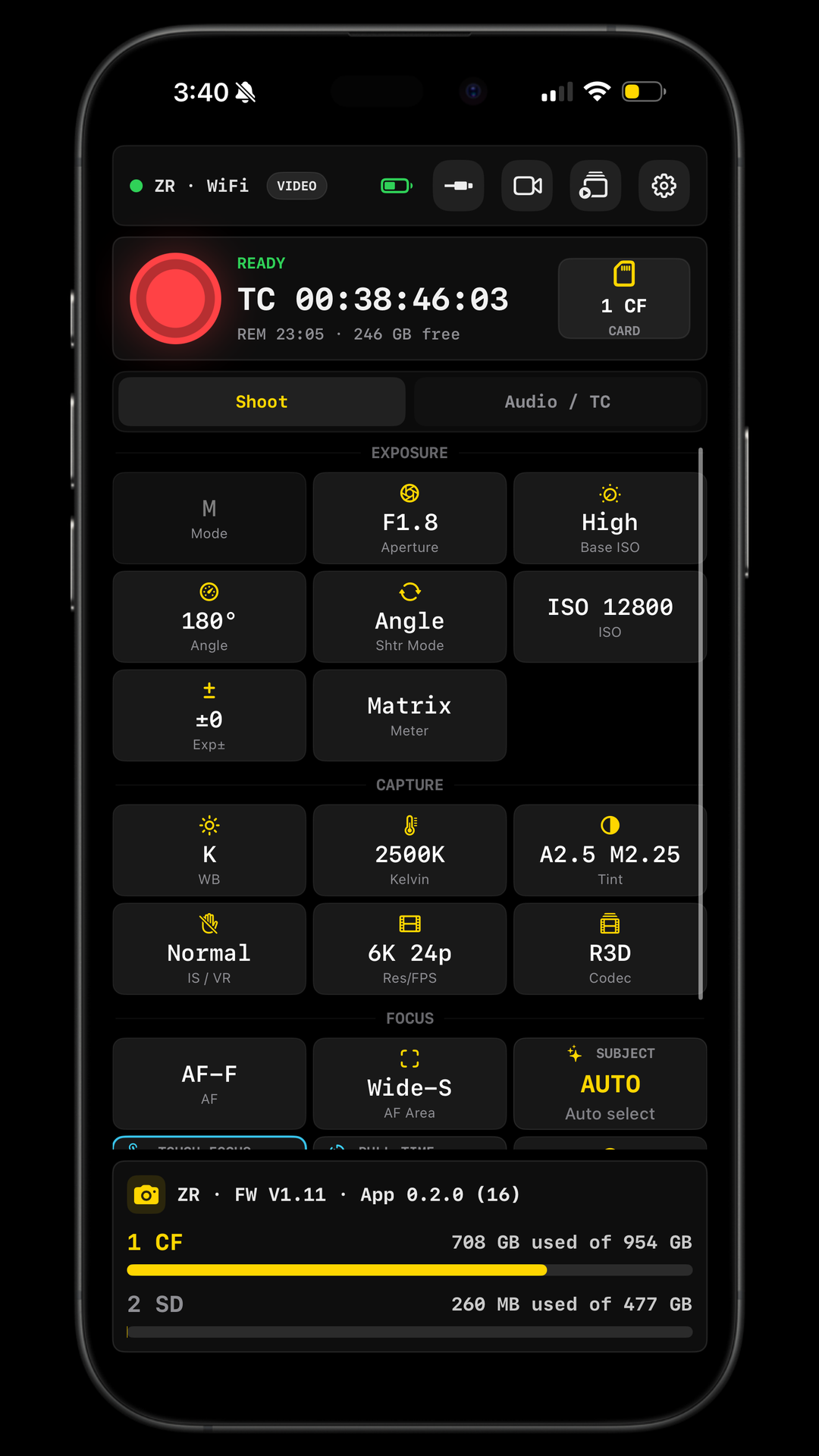 ZR Ctl video controls in portrait orientation